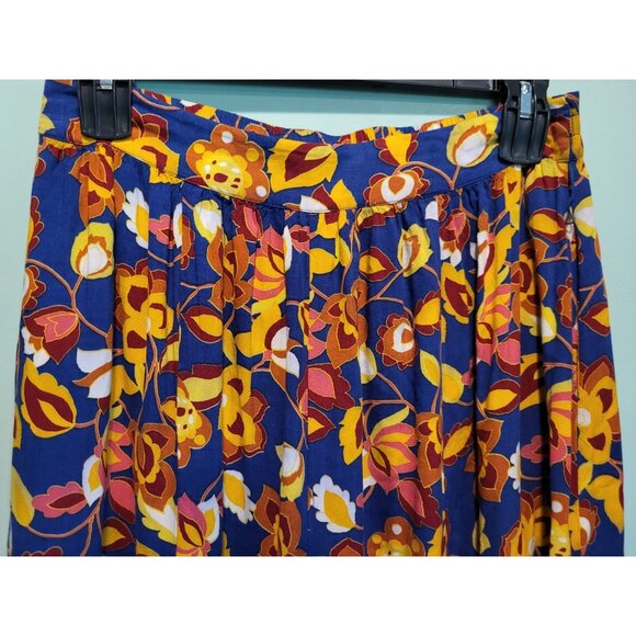 Modcloth Multicolor Floral Wide Leg Pull On Capri Pants Sz L - Picture 4 of 8